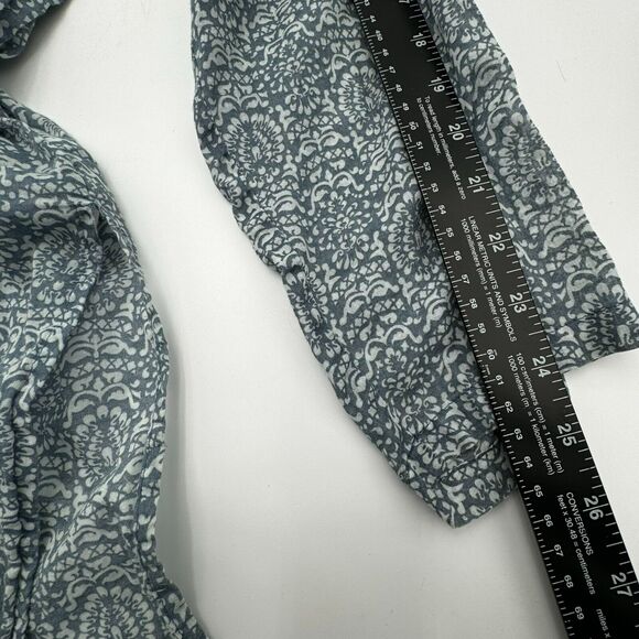 TOMMY HILFIGER |‎ Women's 24 Long Sleeve Blue Floral Peasant Blouse Tunic Sheer - Picture 8 of 9